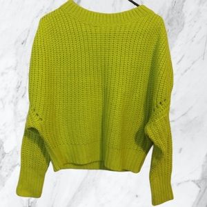 Neon Green Cropped Knit Sweater